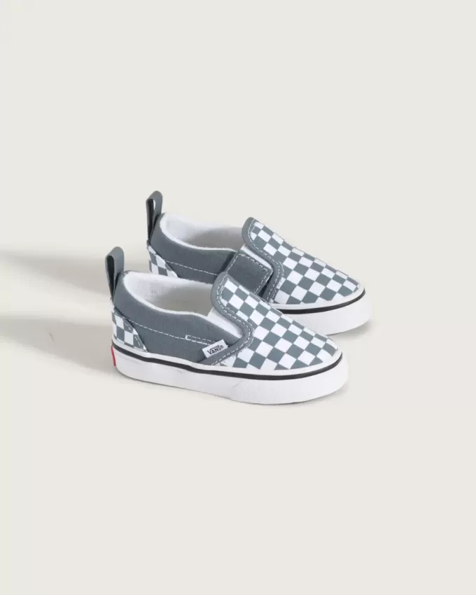 Zapato clásico sin cordones con diseño de cuadros en V para niños pequeños