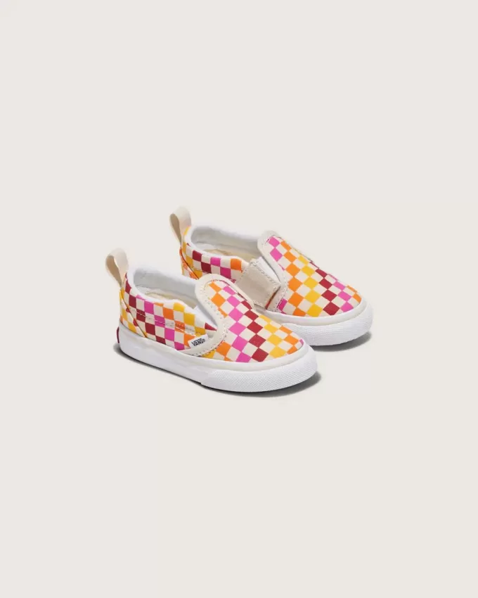 Zapato clásico sin cordones con diseño de cuadros en V para niños pequeños