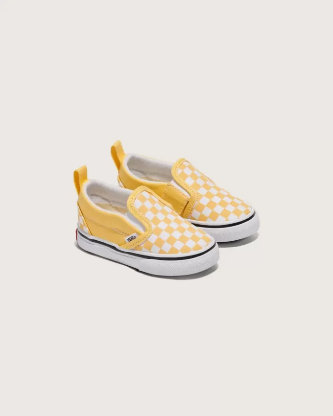 Zapato clásico sin cordones con diseño de cuadros en V para niños pequeños