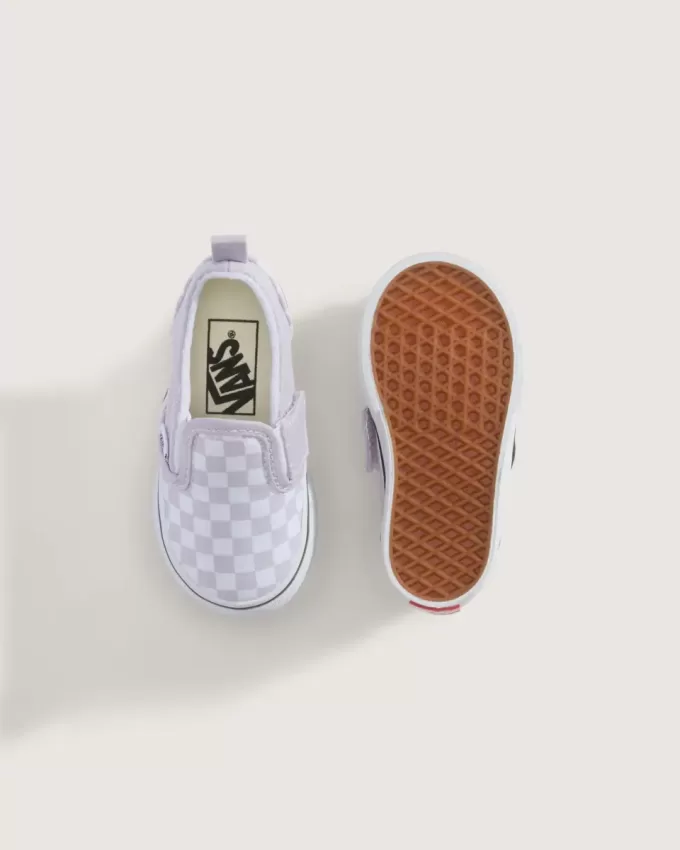 Zapato clásico sin cordones con diseño de cuadros en V para niños pequeños