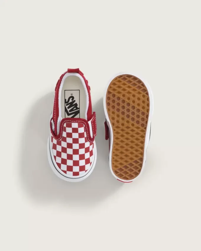 Zapato clásico sin cordones con diseño de cuadros en V para niños pequeños