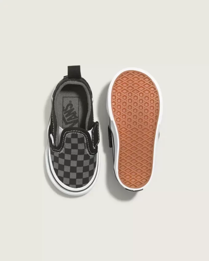 Zapato clásico sin cordones con diseño de cuadros en V para niños pequeños