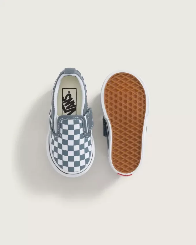 Zapato clásico sin cordones con diseño de cuadros en V para niños pequeños