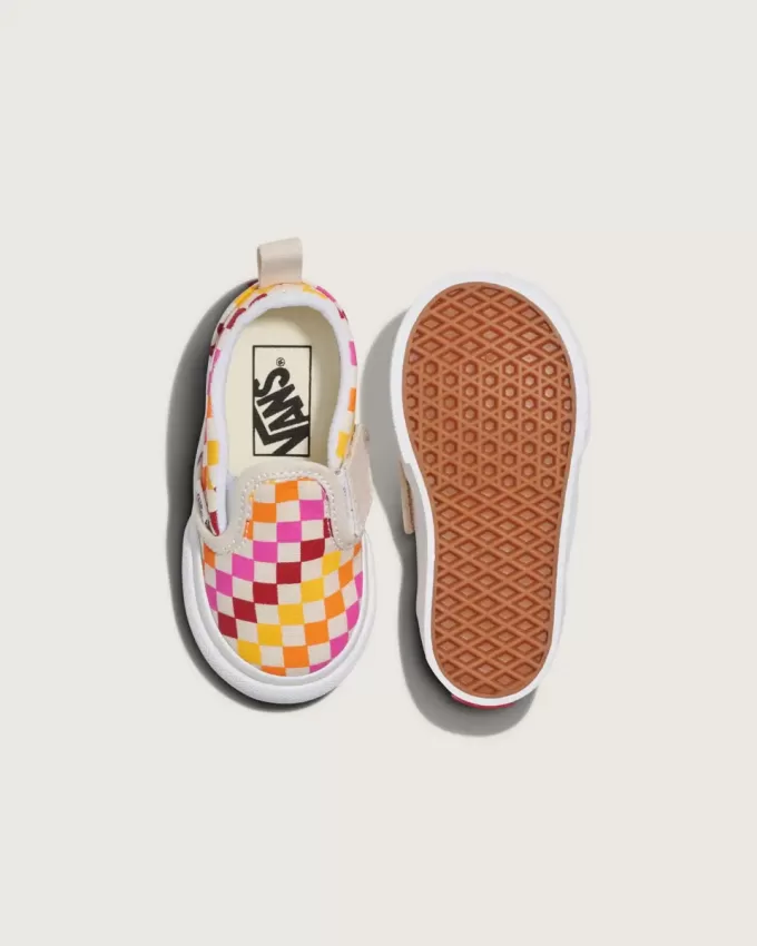 Zapato clásico sin cordones con diseño de cuadros en V para niños pequeños