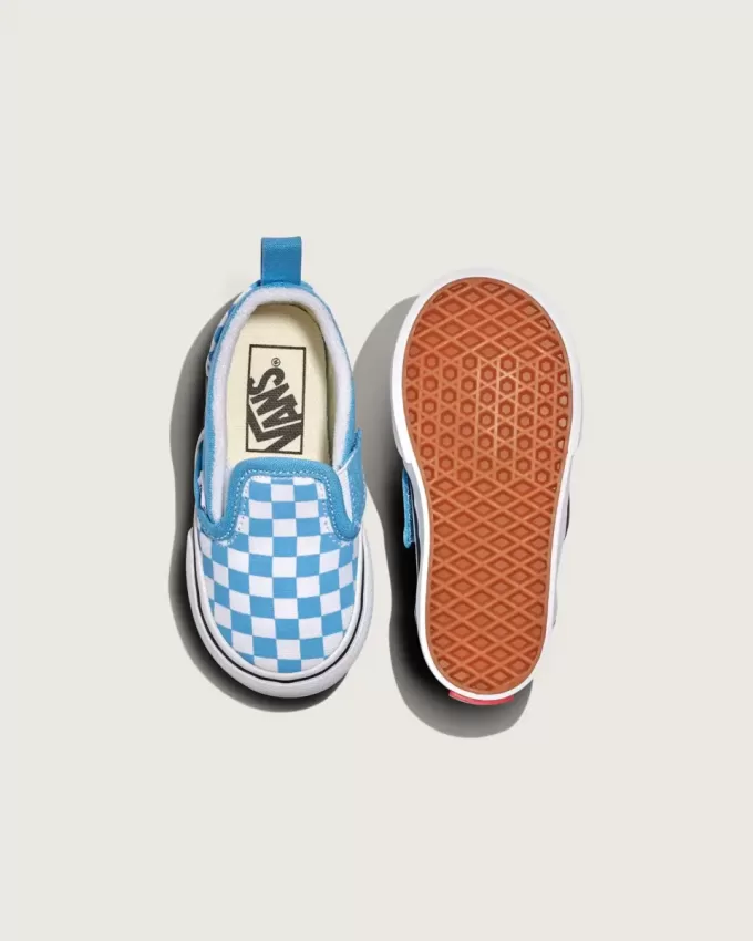 Zapato clásico sin cordones con diseño de cuadros en V para niños pequeños