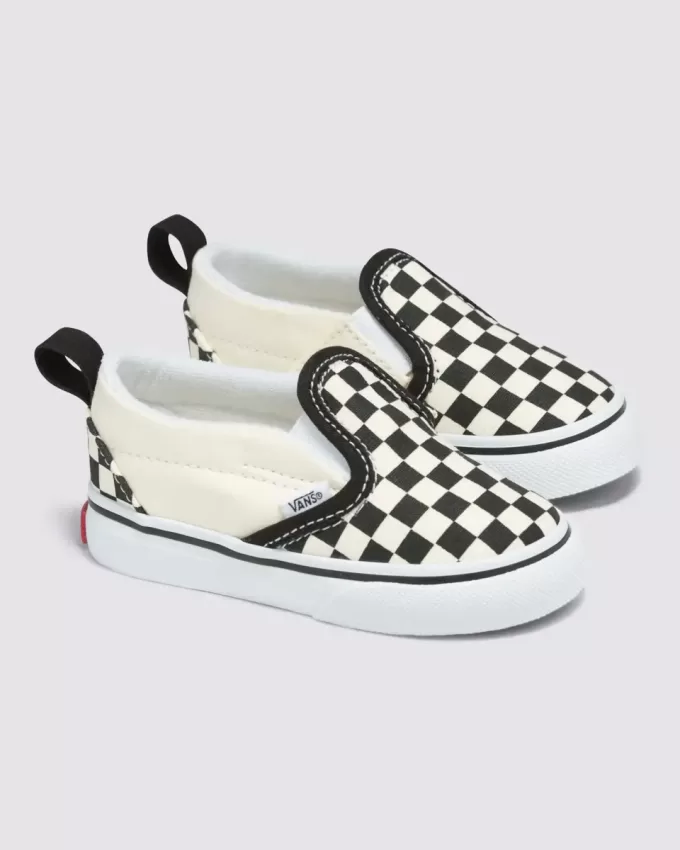 Zapato clásico sin cordones con diseño de cuadros en V para niños pequeños