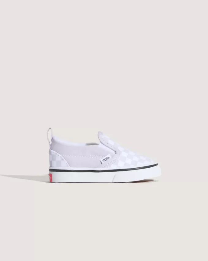 Zapato clásico sin cordones con diseño de cuadros en V para niños pequeños