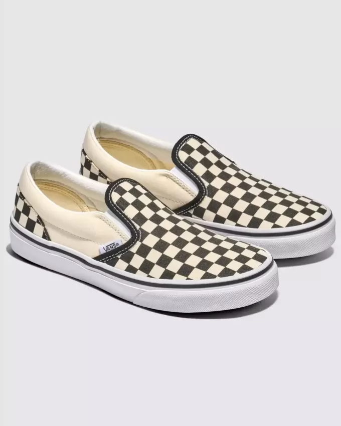 Zapato clásico sin cordones con diseño de cuadros para niños grandes
