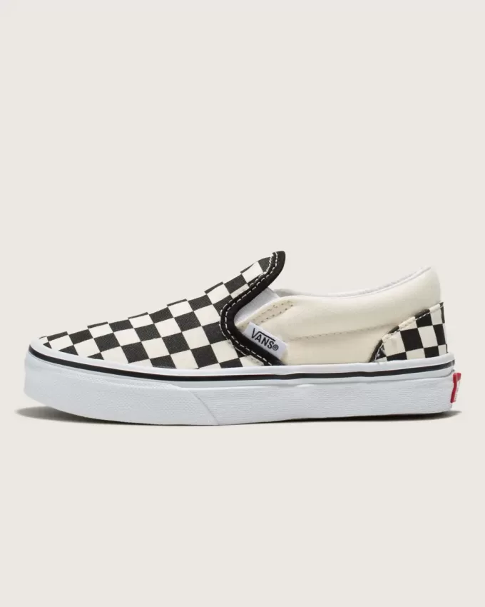 Zapato clásico sin cordones con diseño de cuadros para niños pequeños