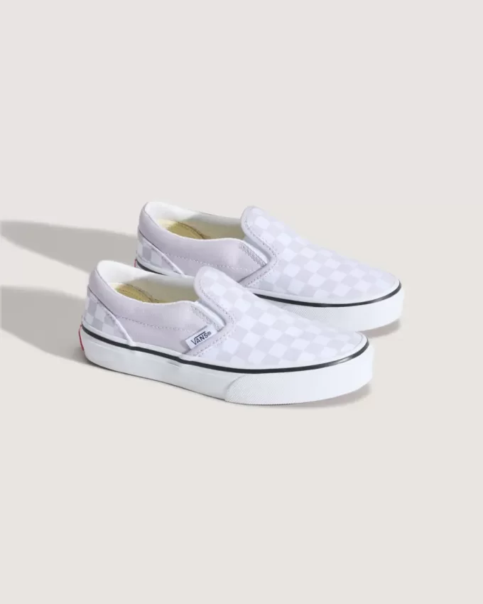 Zapato clásico sin cordones con diseño de cuadros para niños pequeños
