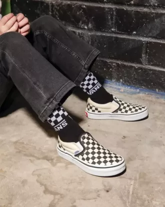 Zapato clásico sin cordones con diseño de cuadros para niños pequeños