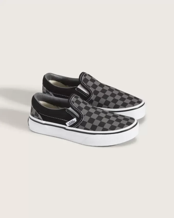 Zapato clásico sin cordones con diseño de cuadros para niños pequeños