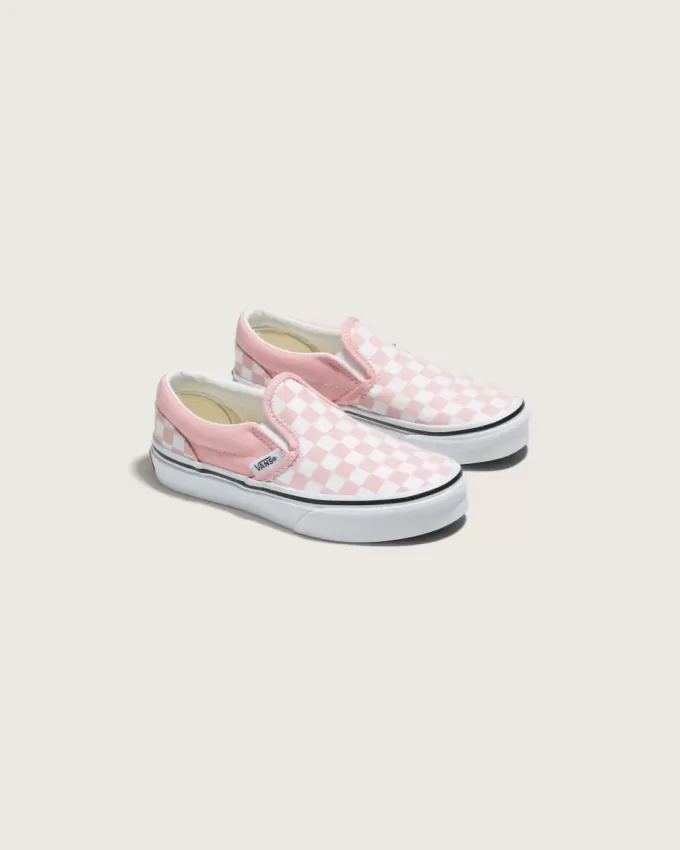 Zapato clásico sin cordones con diseño de cuadros para niños pequeños