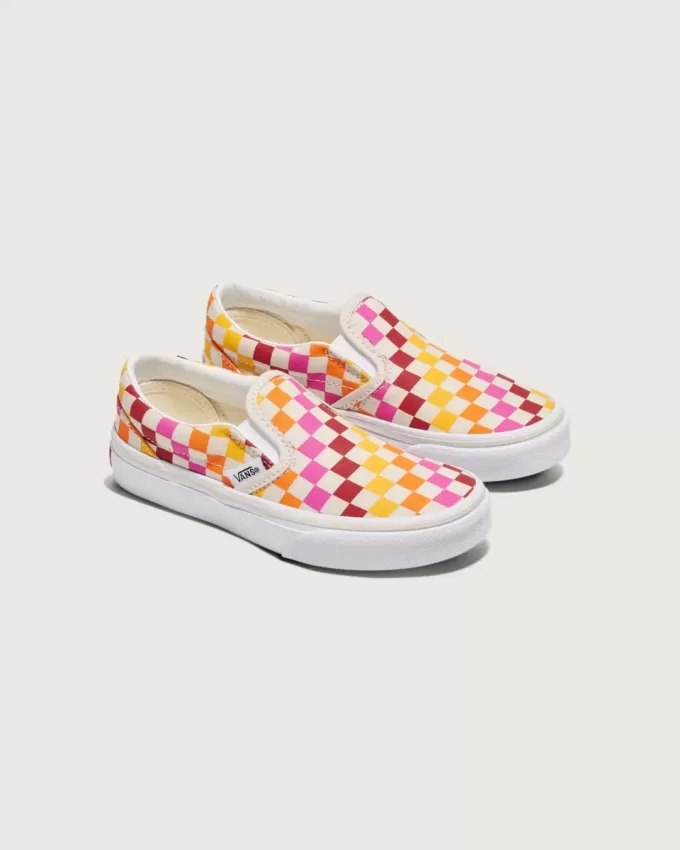 Zapato clásico sin cordones con diseño de cuadros para niños pequeños