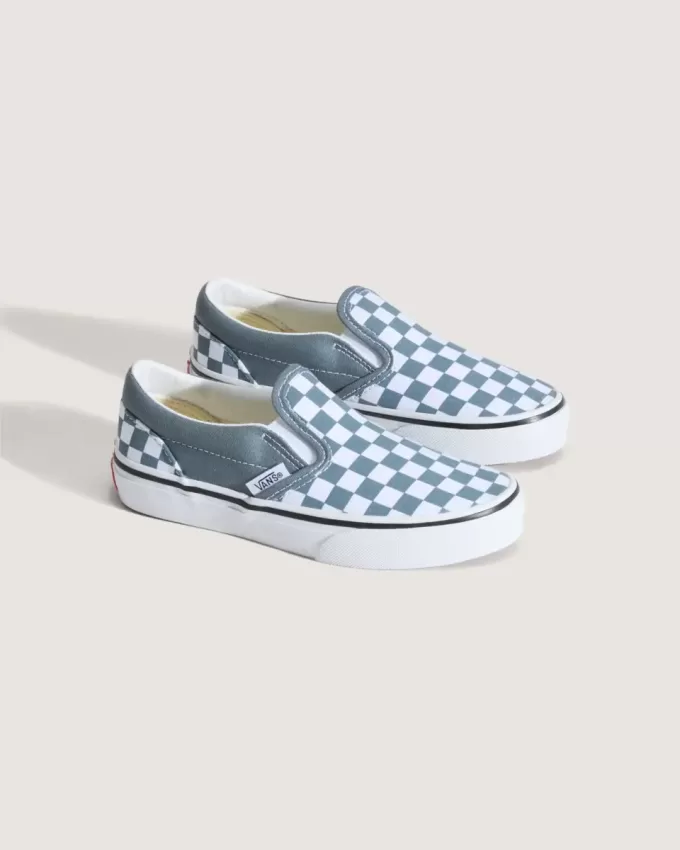 Zapato clásico sin cordones con diseño de cuadros para niños pequeños