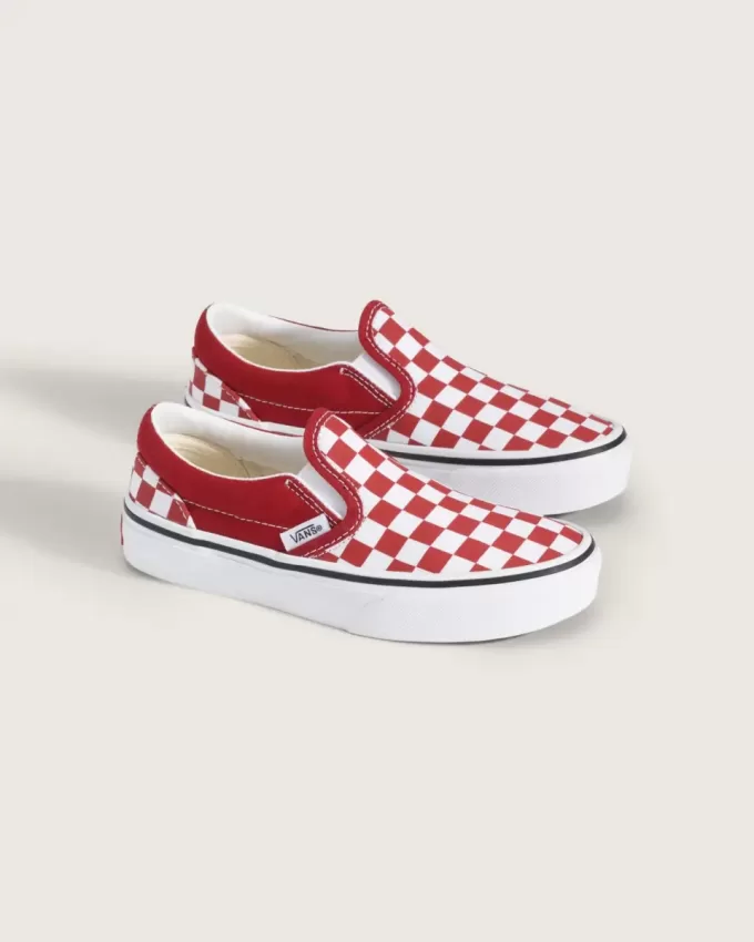 Zapato clásico sin cordones con diseño de cuadros para niños pequeños