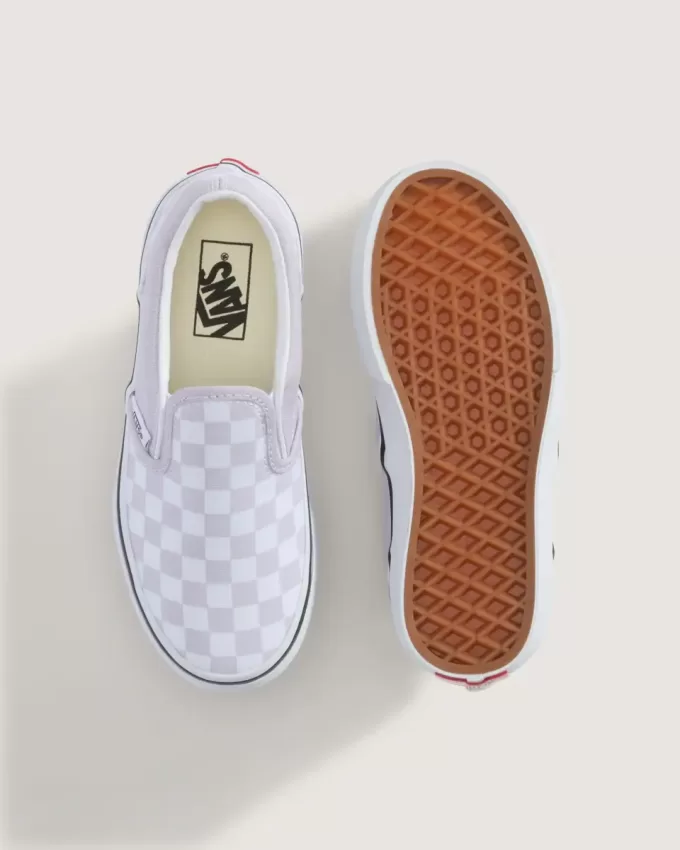 Zapato clásico sin cordones con diseño de cuadros para niños pequeños