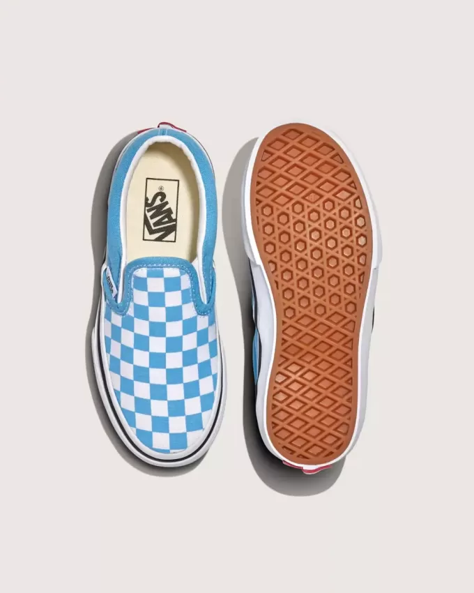 Zapato clásico sin cordones con diseño de cuadros para niños pequeños