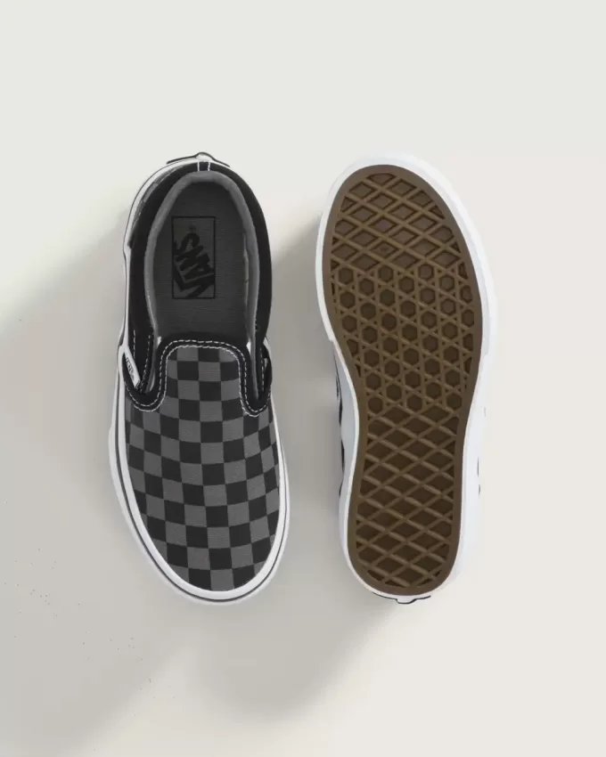 Zapato clásico sin cordones con diseño de cuadros para niños pequeños