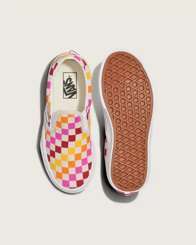Zapato clásico sin cordones con diseño de cuadros para niños pequeños