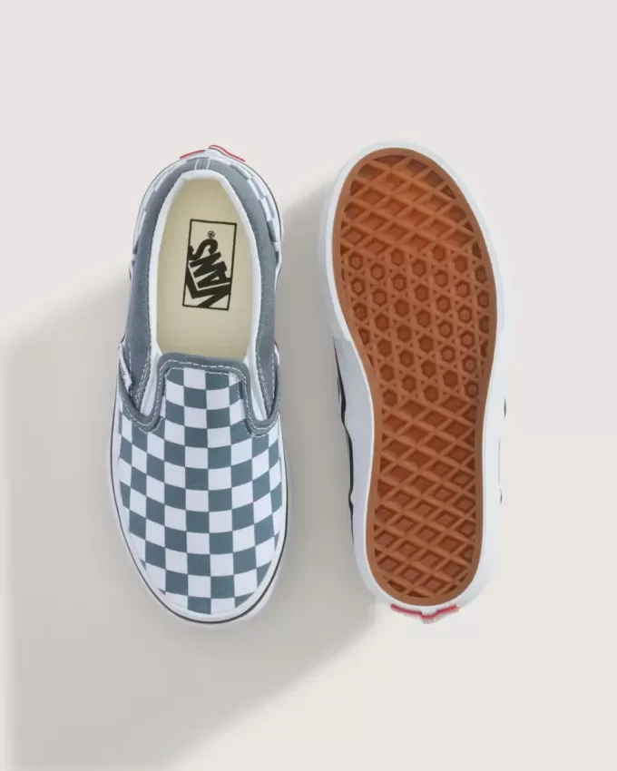 Zapato clásico sin cordones con diseño de cuadros para niños pequeños