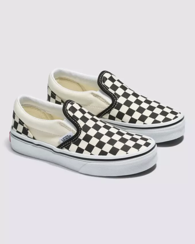 Zapato clásico sin cordones con diseño de cuadros para niños pequeños