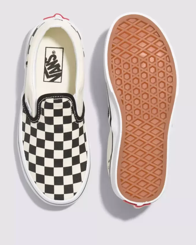 Zapato clásico sin cordones con diseño de cuadros para niños pequeños