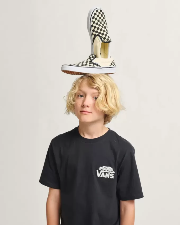 Zapato clásico sin cordones con diseño de cuadros para niños pequeños