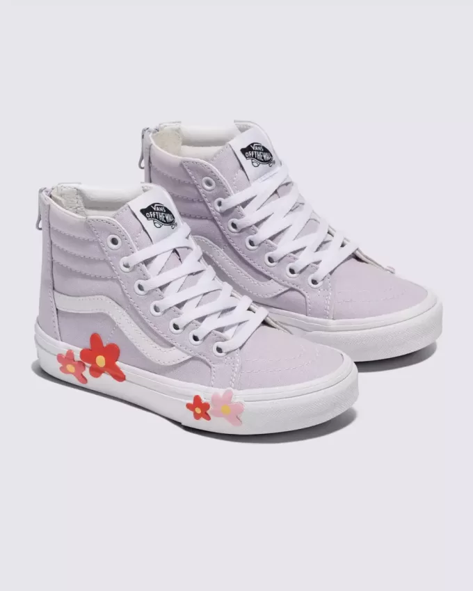 Zapato con flores Sk8-Hi-Zip para niños pequeños