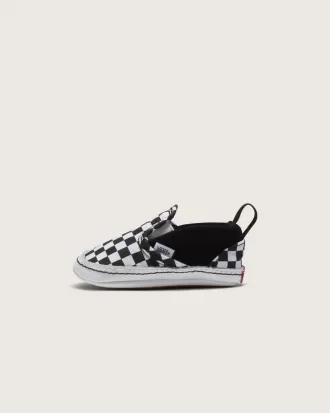 Zapato de cuna infantil sin cordones con diseño de cuadros en V