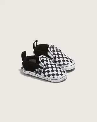 Zapato de cuna infantil sin cordones con diseño de cuadros en V
