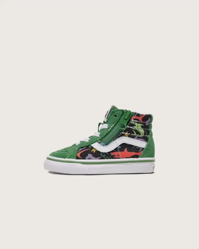 Zapato reeditado con cremallera lateral y diseño de tiburón para niños pequeños Sk8-Hi