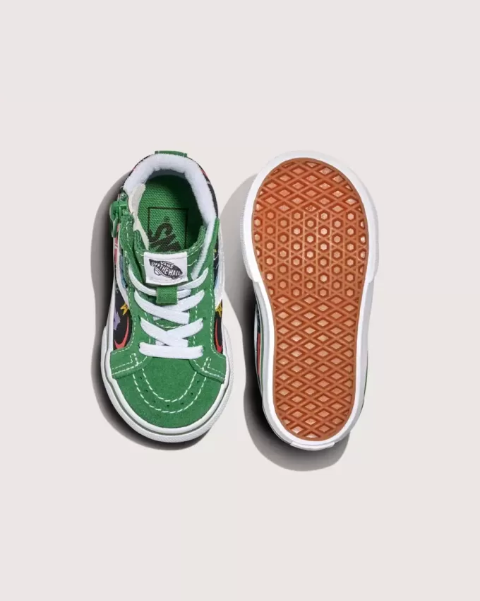 Zapato reeditado con cremallera lateral y diseño de tiburón para niños pequeños Sk8-Hi